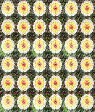 Çiçek buketleriyle klasik bir eskiz şekli. Yeşil renklerde. Raster illüstrasyonu.