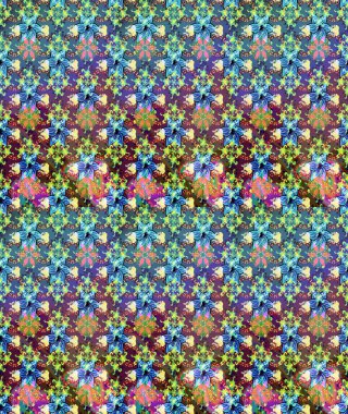 Küçük çiçekteki sevimli çiçek deseni. Varicoloblue Raster çizimi. Birçok mavi soyut çiçekli tropikal çizim deseni.