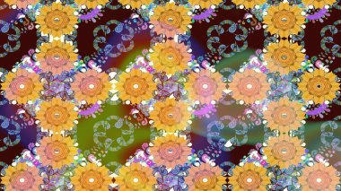 Küçük çiçekteki sevimli çiçek deseni. Kahverengi renkte çiçekler.