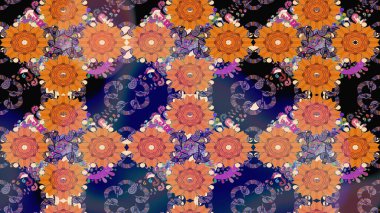 Bahar mevsimi. Nazik romantik baskı. Turuncu renkli çiçekler. Raster güzel bir çiçek deseni çizmiş. Tatil havası..