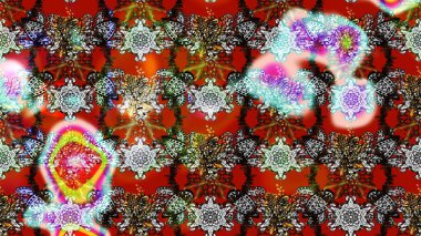 Çiçeksel fantezi tasarımı ve parlak bir arka plan çizimi. Düz Çiçek Elementleri Tasarımı. Renkli Bahar Teması çizim şablonu.