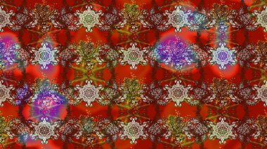 Kahverengi, kırmızı ve bej renkli çiçekler. Raster illüstrasyonu. Çiçek süslemeli çizim deseni.