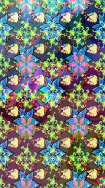 Çiçekli karalama şeklinde Raster çiçek deseni. Yumuşak, yaz çiçekli arka plan. Mavi renkte çiçekler.