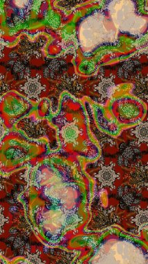 Kahverengi, kırmızı ve bej renkli çiçekler. Düz Çiçek Elementleri Tasarımı. Renkli Yaz Temalı eskiz kalıbı. Raster illüstrasyonunda çiçek deseni çizimi.