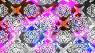 Raster deseni. Ağaç dallı bahar çiçekleri, çiçek siluetiyle nötr renkler.