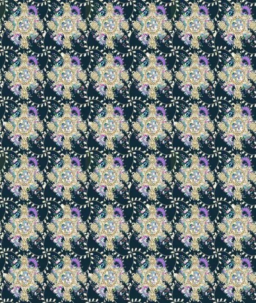 Mavi renkli çiçekler. Raster illüstrasyonunda çiçek deseni çizimi.