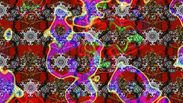 Parmak izi, kumaş, duvar kâğıdı, tekstil için raster dokusu. Nakış desenli çiçek deseni. Renkli grunge, renkli, gri ve kahverengi çiçeklerle soyut arkaplanı zenginleştirir.