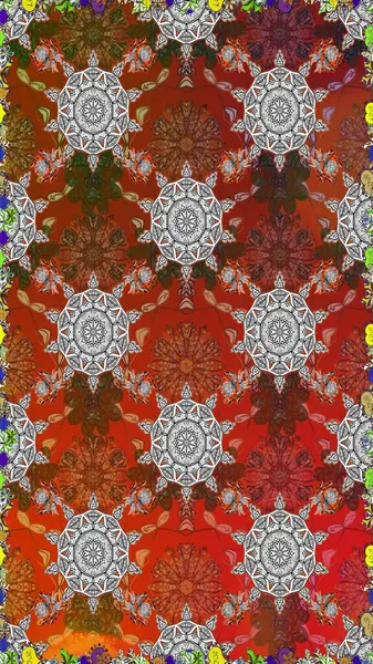 Kusursuz bir arka plan modeli. Suluboya, elle çizilmiş. Raster illüstrasyonu. Kahverengi ve gri yapraklı yabani çiçekler.