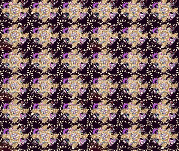 Şirin çiçek elementleri. Renkli Bahar Teması eskiz kalıbı. Raster illüstrasyonu. Düz Çiçek Elementleri Tasarımı. Çizim deseni Modaya uygun kumaş deseni.