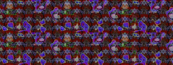 Kahverengi, kırmızı ve mor renkler üzerine çiçek desenli eskiz, el yapımı papatyalar, papatyalar. Tekrarlayan çiçek arkaplanı, zarif kahverengi, kırmızı ve menekşe çiçekli duvar kağıdı.