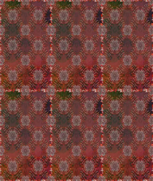 Kahverengi ve gri renklerde karalamalı çiçeklerle kusursuz çiçek deseni. Raster illüstrasyonu.