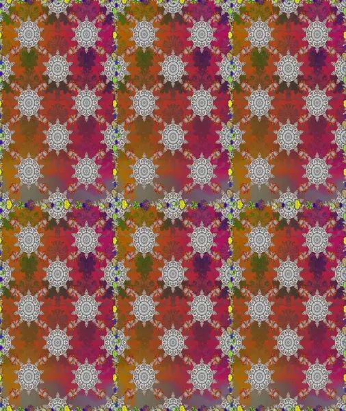 Kahverengi ve gri renklerde parlak çiçekli, soyut, pürüzsüz desen. Çiçeksel elementlerle süslenmiş zarif raster dokusu. Küçük çiçekte şirin bir çiçek deseni var..