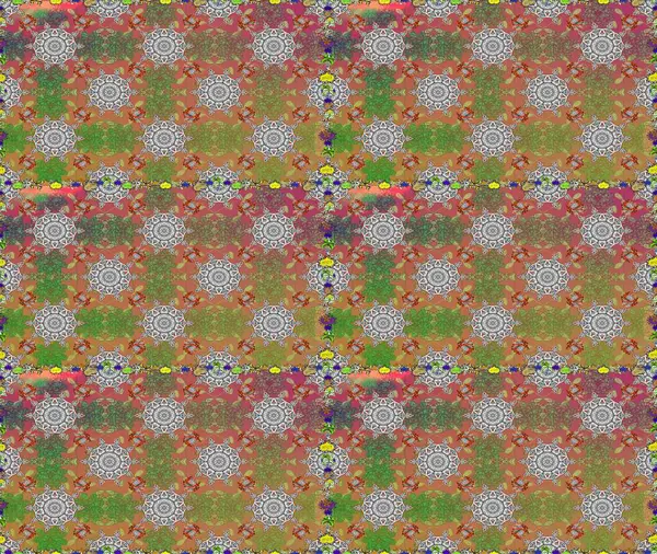 Kahverengi ve gri zarif küçük çiçekler ve kahverengi ve gri renkli komik böcekler, raster desen, illüstrasyon.