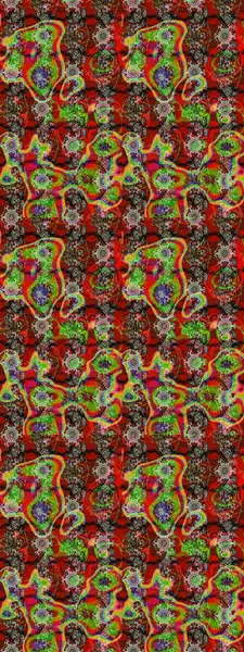 Raster illüstrasyonu. Robot resim. Şirin çiçek elementleri. Çiçekler kırmızı, kahverengi ve yeşil renklerde.