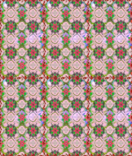 Renkli Bahar Temalı Kusursuz Arkaplan. Güzel çiçek deseni. Tarafsız ve yeşil renklerde çiçekler. Düz Çiçek Elementleri Tasarımı.