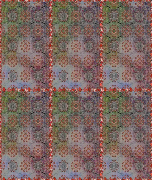 Şablon, pürüzsüz, çiçekli kenar. Çiçek çelengi. Raster illüstrasyonu. Güzel, parlak, pürüzsüz kumaş, tuval. Kıvırcık, parlak örgü. Klasik eski arkaplan.