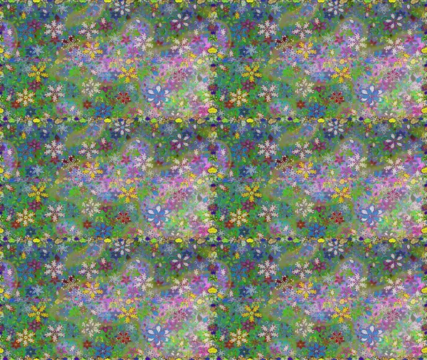 Raster illüstrasyonu. Yeşil ve nötr renklerde yaz çiçekleri. Raster çiçek desenli ve çiçekli..