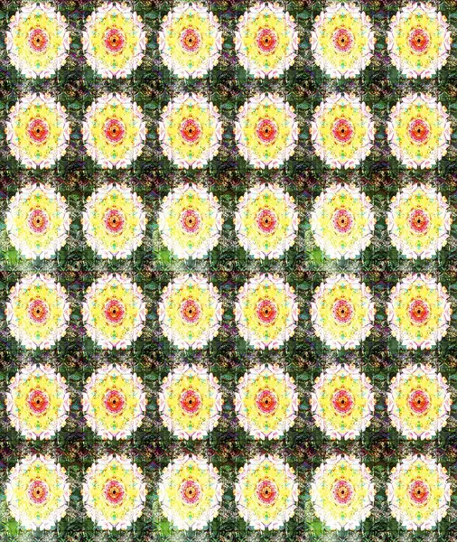 Çiçek buketleriyle klasik bir eskiz şekli. Yeşil renklerde. Raster illüstrasyonu.