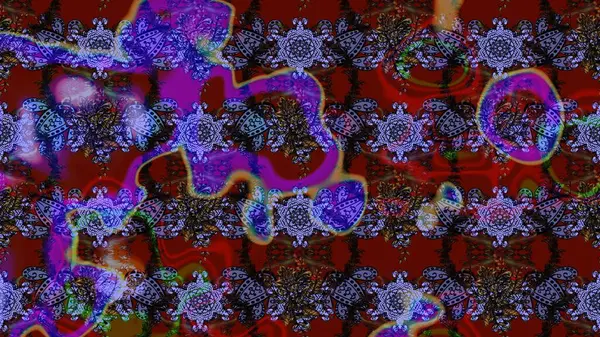 Çiçekli karalama şeklinde Raster çiçek deseni. Kırmızı, mor ve kahverengi renkte çiçekler. Nazik, narin çiçek arkaplanı.