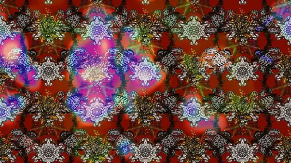 Çiçekler suluboya tarzında kahverengi, gri ve kırmızı renklerde. Raster illüstrasyonunda çiçek deseni çizimi.