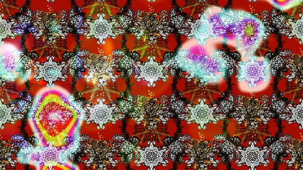 Çiçeksel fantezi tasarımı ve parlak bir arka plan çizimi. Düz Çiçek Elementleri Tasarımı. Renkli Bahar Teması çizim şablonu.