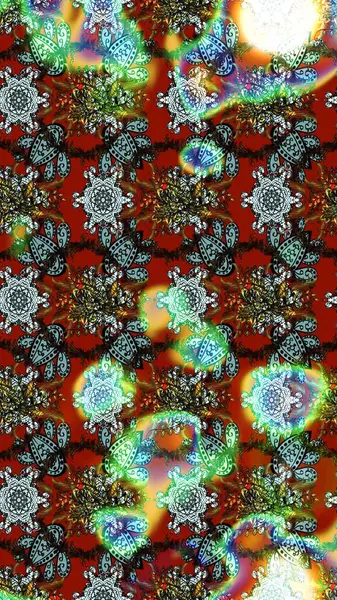 Eskiz arkaplan modeli. Raster hisseleri. Kahverengi, yeşil ve kırmızı üzerine çiçekler. Suluboya, elle çizilmiş.