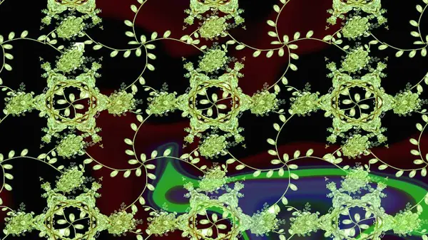 Raster illüstrasyonu. Şirin çiçekli eskiz deseni ve siyah, yeşil ve kahverengi renkli yapraklar, suluboya çiçek deseni, duvar kağıdı, kart veya kumaş için fayanslı.