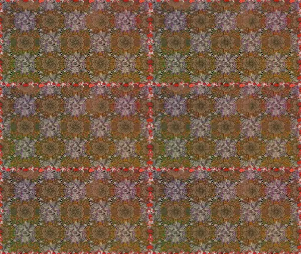 Raster illüstrasyonunda kusursuz çiçek deseni. Kahverengi ve bej renkli çiçekler.