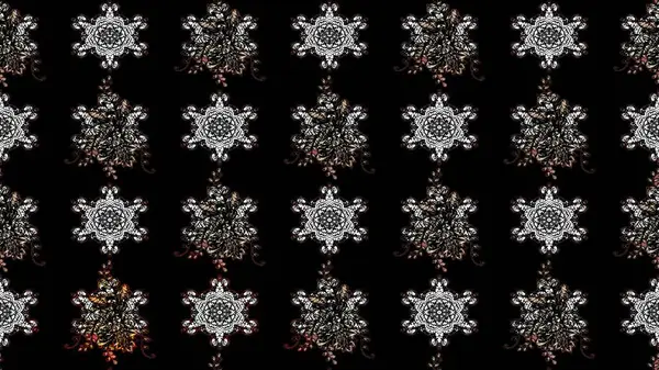 Raster illüstrasyonu. Yumuşak, bahar çiçekleri siyah renklerde. Yaprak ve çiçeklerin suluboya resimleri, siyah renklerdeki çizimler..