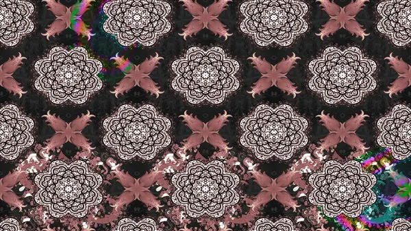 Tebrik kartı geçmişi, boyama kitabı, arkaplan ve tekstil için kullanılabilir. Etnik Mandala havlusu. Sınır Kızılderili çiçekli paisley patten. Raster Henna tarzı. Taslak süsleme izi.