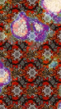 Raster illüstrasyonu. Eskiz geçmişi. Eski usul. Tomurcukları papatya çiçekleri olan sevimli bir çiçek deseni. Miles Fleur, süslü püslü bir süs. Kumaş, tekstil ve duvar kağıdı baskısı için..