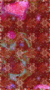 Renkli Yaz Temalı Kusursuz Arkaplan. Düz Çiçek Elementleri Tasarımı. Çiçekli kusursuz retro desen. Kırmızı renkte çiçekler.