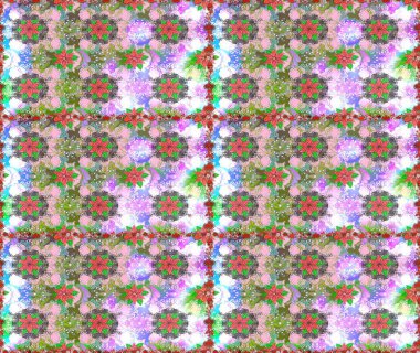 Sevimli çiçek raster deseni. Düz Çiçek Elementleri Tasarımı. Kusursuz Renksiz Bahar Temalı Kusursuz Arkaplan. Tarafsız ve yeşil renkte çiçekler.