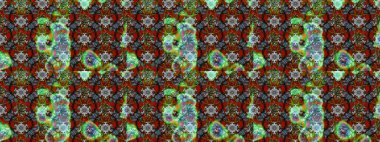 Süslü kumaş deseni. Raster illüstrasyonundaki çiçek desenli çizim. Düz Çiçek Elementleri Tasarımı. Renkli Bahar Teması çizim şablonu.