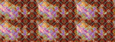 Kahverengi, bej ve nötr renklerde etnik çiçeklerle süslenmiş zarif bir eskiz şekli. Raster Çiçek İllüstrasyon Şirin Tekstil.