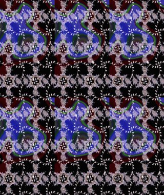 Güzel kumaş deseni. Raster suluboya çiçek deseni, narin çiçekler, siyah, nötr ve kahverengi çiçekler, tebrik kartı şablonu.