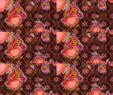 Kahverengi renkli etnik çiçeklerin olduğu zarif bir eskiz modeli. Raster Çiçek İllüstrasyonu güzel tekstil..