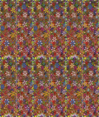 Raster illüstrasyonu. Raster çiçekleri klasik tarzda çizilmiş. Kahverengi ve yeşil renklerde bahar çiçekleri. Çiçekli, pürüzsüz desen.