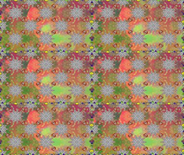 Gri ve kahverengi renkli çiçekler. Düz Çiçek Elementleri Tasarımı. Raster Illustrasyon 'da moda olmayan çiçek deseni. Renkli Yaz Temalı Kusursuz Arkaplan.