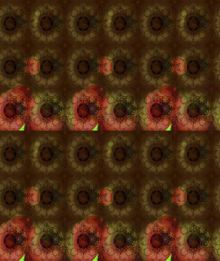 Küçük çiçekteki sevimli çiçek deseni. Raster illüstrasyonu. Raster deseni. Nazikçe, yaz çiçekleri kahverengi renklerde.