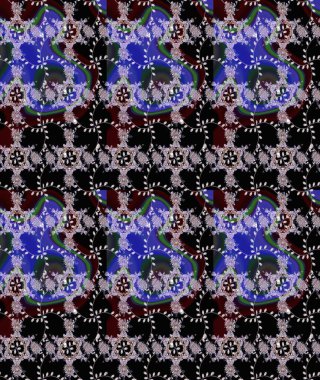 Güzel kumaş deseni. Raster suluboya çiçek deseni, narin çiçekler, siyah, nötr ve kahverengi çiçekler, tebrik kartı şablonu.