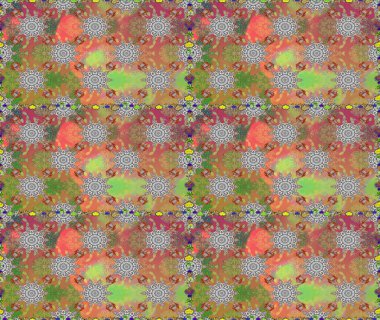 Gri ve kahverengi renkli çiçekler. Düz Çiçek Elementleri Tasarımı. Raster Illustrasyon 'da moda olmayan çiçek deseni. Renkli Yaz Temalı Kusursuz Arkaplan.