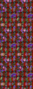 Raster suluboya çiçek deseni, narin çiçekler, kırmızı, kahverengi ve yeşil çiçekler, tebrik kartı şablonu. Güzel kumaş deseni.