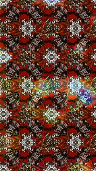 Kahverengi, kırmızı ve siyah papatyaların kahverengi, kırmızı ve siyah renkli desenleri. Raster illüstrasyonu. Kahverengi, kırmızı ve siyah renklerde.