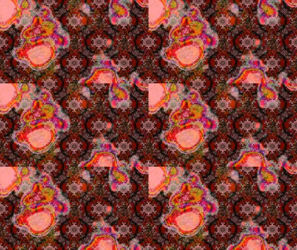 Kahverengi renkli etnik çiçeklerin olduğu zarif bir eskiz modeli. Raster Çiçek İllüstrasyonu güzel tekstil..