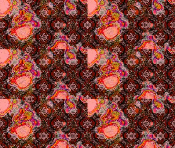 Kahverengi renkli etnik çiçeklerin olduğu zarif bir eskiz modeli. Raster Çiçek İllüstrasyonu güzel tekstil..