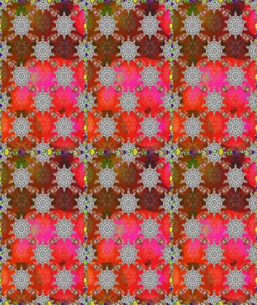 Güzel kumaş deseni. Düz Çiçek Elementleri Tasarımı. Renkli Bahar Temalı Kusursuz Arkaplan. Raster illüstrasyonunda kusursuz çiçek deseni.