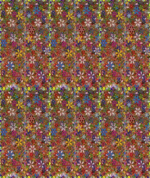 Raster illüstrasyonu. Raster çiçekleri klasik tarzda çizilmiş. Kahverengi ve yeşil renklerde bahar çiçekleri. Çiçekli, pürüzsüz desen.