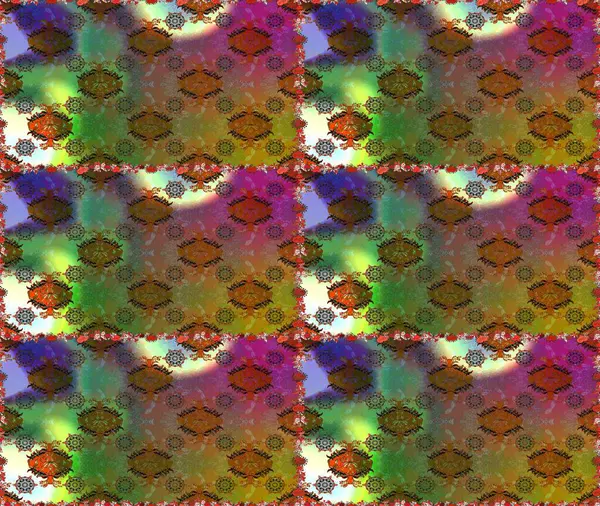 Raster illüstrasyonunda kusursuz çiçek deseni. Kahverengi renkte çiçekler.