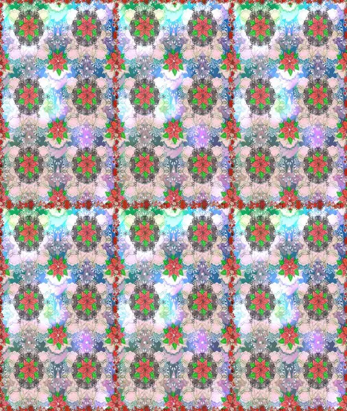 Çiçek süsü ile kusursuz desen. Tarafsız ve gri renklerde çiçekler. Raster illüstrasyonu.